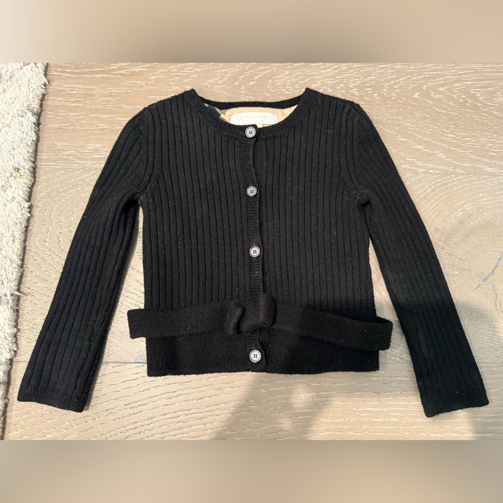 Burberry Black Gorls Kids Ribbed Wool Cardigan Jacket 12 month 18 months 2T